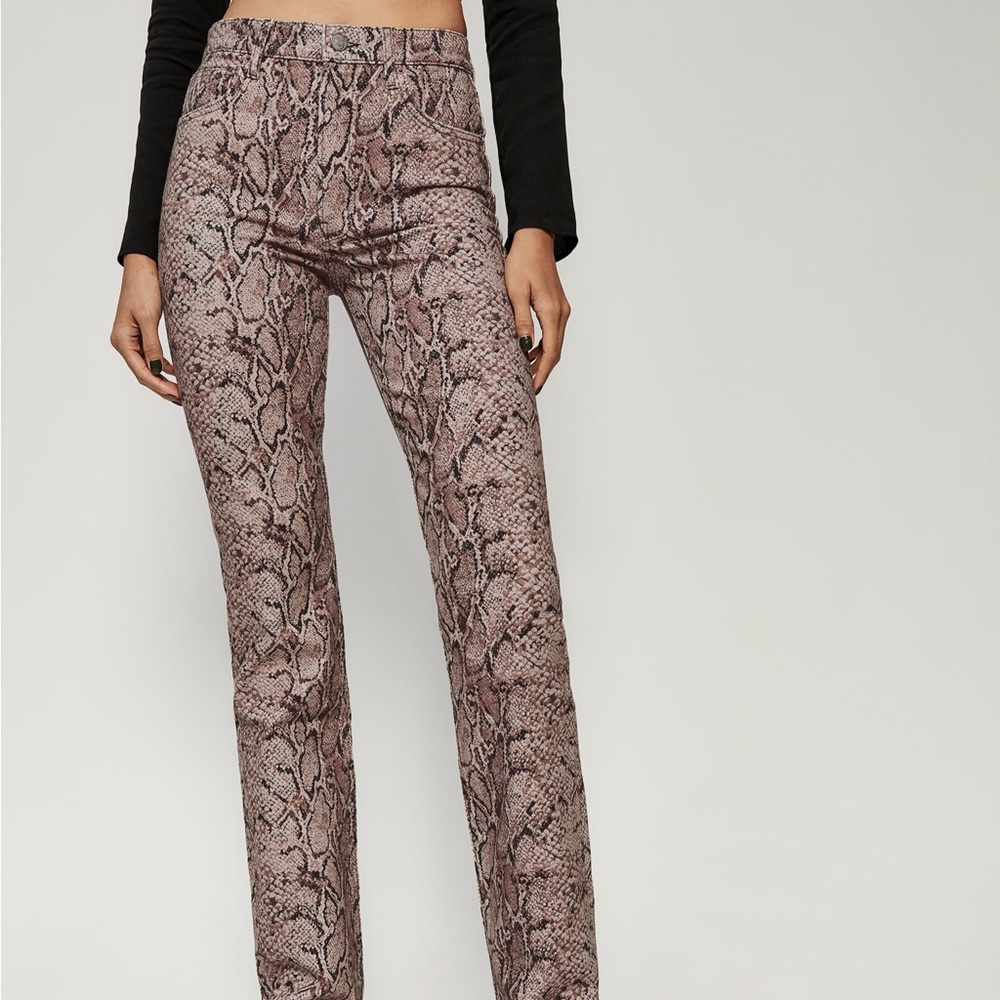 Reformation Peyton Snake High Rise Bootcut Jeans